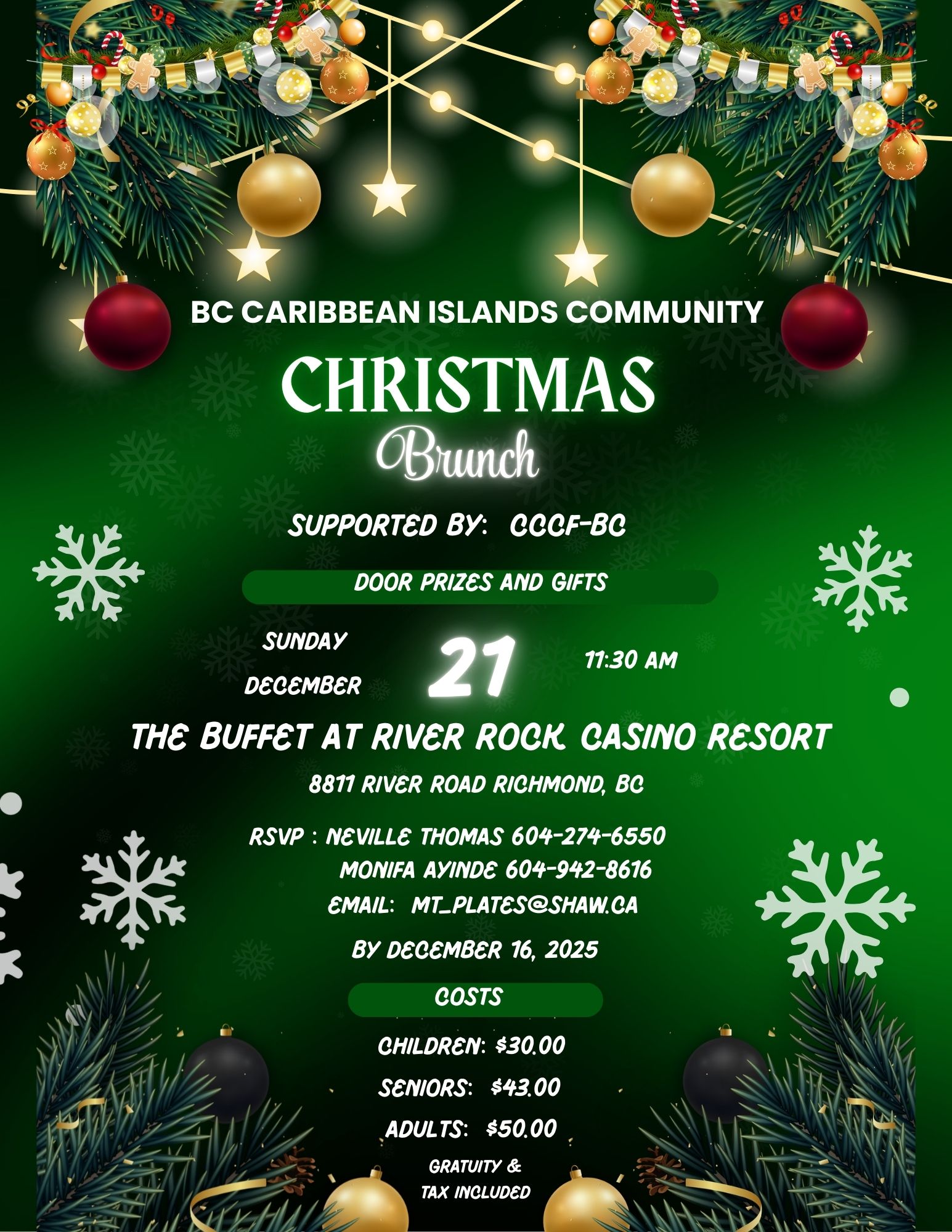 BC Caribbean CCCF BC Christmas Brunch Flyer